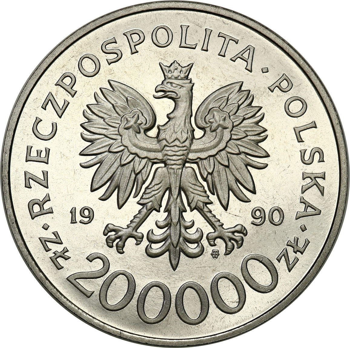 PRL. PRÓBA Nikiel 200 000 złotych 1990 - Solidarność